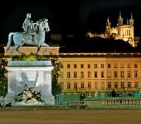 Bellecour Square and Fourviere Basilica in Background Bellecour Square and Fourviere Basilica in Background